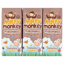 Happy Monkey Chocolate Milkshake 3 x 200ml