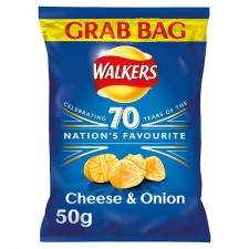 Retail Pack Walkers Grab Bag Cheese and Onion Crisps 32 x 45g Pack Box