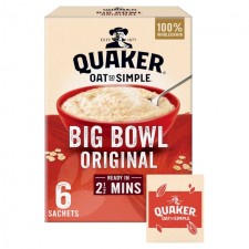 Quaker Oat So Simple Big Bowl Original 385g 6 Sachets
