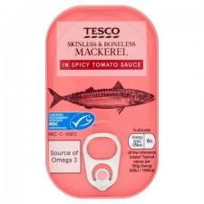 Tesco Mackerel Fillets In Spicy Tomato Sauce 125g