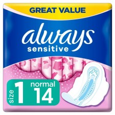 Always Sensitive Normal Ultra Size 1 Sanitary Towels Wings 14 Pack