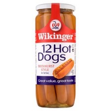 Retail Pack Wikinger 12 Hot Dogs Bockwurst Style in Brine 1030g x 6