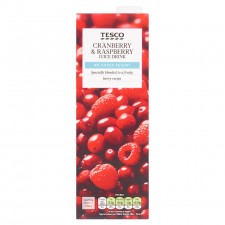 Tesco No Added Sugar Cranberry And Raspberry Juice Drink 1 Litre Carton