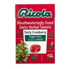 Retail Pack Ricola Cranberry Swiss Herbal Sugar Free Sweets 20 x 45g