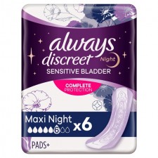 Always Discreet Incontinence Pads Plus Maxi Night 6 per pack