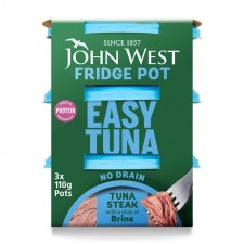 John West No Drain Fridge Pot Tuna Steak In Brine 3X110g