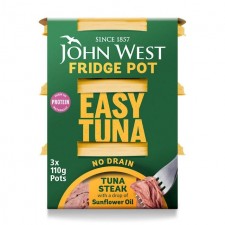 John West No Drain Fridge Pot Tuna Steak In Sunflower Oil 3X110g