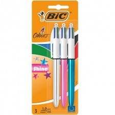 Bic 4 Colours Shine Ballpoint Pens 3 Pack