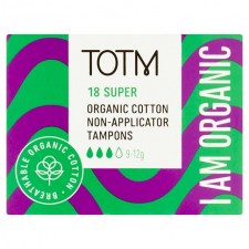 TOTM Organic Cotton Non Applicator Tampons Super 18 per pack