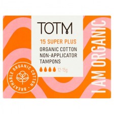 TOTM Organic Cotton Non Applicator Tampons Super Plus 18 per pack