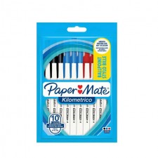 Paper Mate Kilometrico Ballpoint Pens Assorted Colours 10 Pack