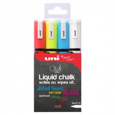 Uni Ball Liquid Chalk Markers Assorted Colours 4 Pack