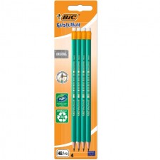 Bic Evolution Wood Free Graphite Pencils with Eraser 4 per pack