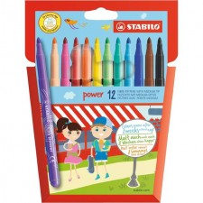 Stabilo Power Fibre Tip Colouring Pens 12 per pack