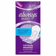 Always Dailies Liners Single Wrapped 20 per pack