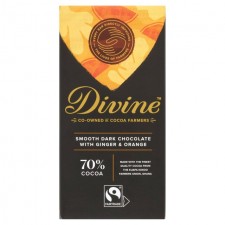 Divine 70% Dark Chocolate with Ginger and Orange 90g