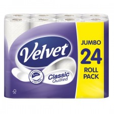 Velvet Classic Quilted Toilet Tissue 24 Rolls White