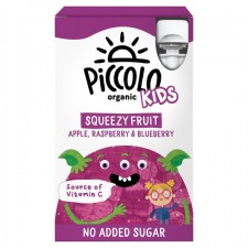 Piccolo Organic Squeezy Fruit Apple Raspberry and Blueberry 4 X 90g Pouches
