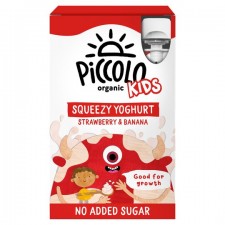 Piccolo Organic Squeezy Yogurt Strawberry and Banana Kids 4 X 100g Pouches