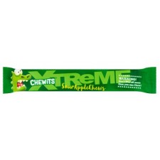 Retail Pack Chewits Xtreme 6 Extremely Sour Apple Chews 24x34g