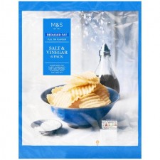 Marks and Spencer Reduced Fat Full On Flavour Sea Salt and Vinegar Crinkle Cut Crisps 6x 25g Pack