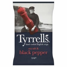 Tyrrells Sea Salt and Black Pepper Chips 150g