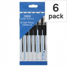 Tesco Classic Gel Pens Black 6 Pack