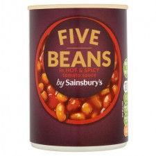 Sainsburys Five Beans in Hot and Spicy Tomato Sauce 400g