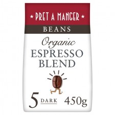 Pret A Manger Organic Espresso Blend Dark Wholebean Coffee 450g