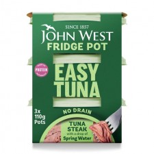 John West No Drain Fridge Pot Tuna Steak In Springwater 3X110g