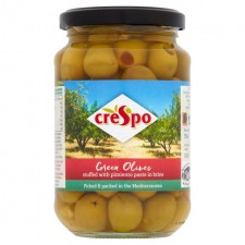 Crespo Green Olives Stuffed With Minced Pimineto in Brine 354g