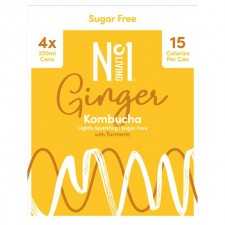 No.1 Living Sugar Free Kombucha Ginger with Turmeric 4 x 250ml