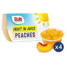 Dole Fruit Bowl Peaches In Juice 4x113g