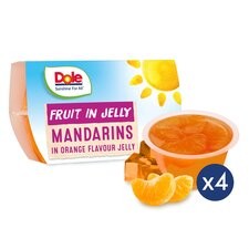 Dole Fruit Gel Bowls Mandarins In Orange Jelly 4x123g