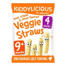 Kiddylicious Sour Cream and Chive Veggie Straws Multi 4 x 12g