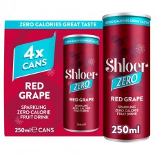 Shloer Zero Red Grape Sparkling Juice 4 X 250ml