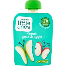 Sainsburys Little Ones Organic Pear and Apple Smooth Puree 4mth+ 70g
