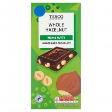Tesco Whole Hazelnut Loaded Dark Chocolate 180g