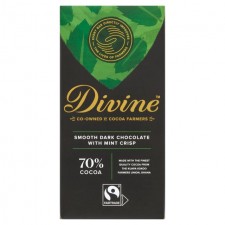 Divine 70% Dark Chocolate with Mint Crisp 90g