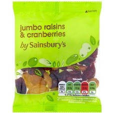 Sainsburys Jumbo Raisins and Cranberries 35g