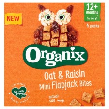 Organix Mini Organic Oat and Raisin Flapjack Toddler Snacks 4 x 20g