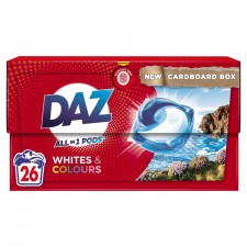 Daz All in One Pods Bio Washing Capsules 26 per pack for Whites and Colours