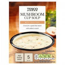 Tesco Mushroom And Croutons Soup In A Mug 5 Pack 130g 