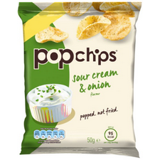 Retail Pack Popchips Sour Cream and Onion Popped Potato Chips 16 x 50g