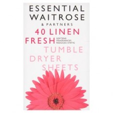 Waitrose Essential Tumble Dryer Sheets Fresh Linen 40s