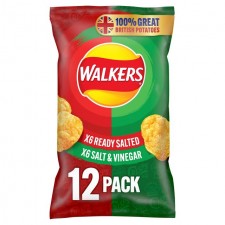 Walkers Ready Salted and Salt and Vinegar Crisps 12 Pack 