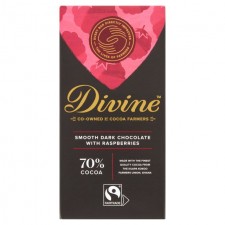 Divine 70% Dark Chocolate with Raspberry 90g