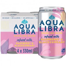 Aqua Libra Raspberry and Blackcurrant Sparkling Water 4 x 330ml