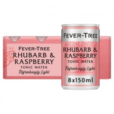 Fever Tree Light Rhubarb and Raspberry Tonic Cans 8 x 150ml