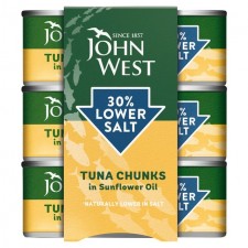 John West Lower Salt Tuna Chunks in Sunflower Oil 145g